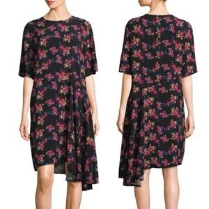 Public School Sz 10 Rima Black Floral Cottagecore Asymmetric Dress